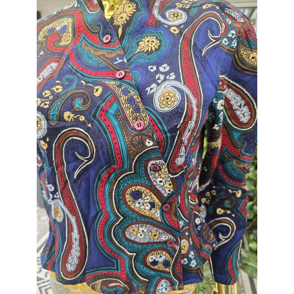 Vtg François Viannay Paris Anastasia Blouse Women’s 36 (S) 100% Wool Paisley - Picture 6 of 12